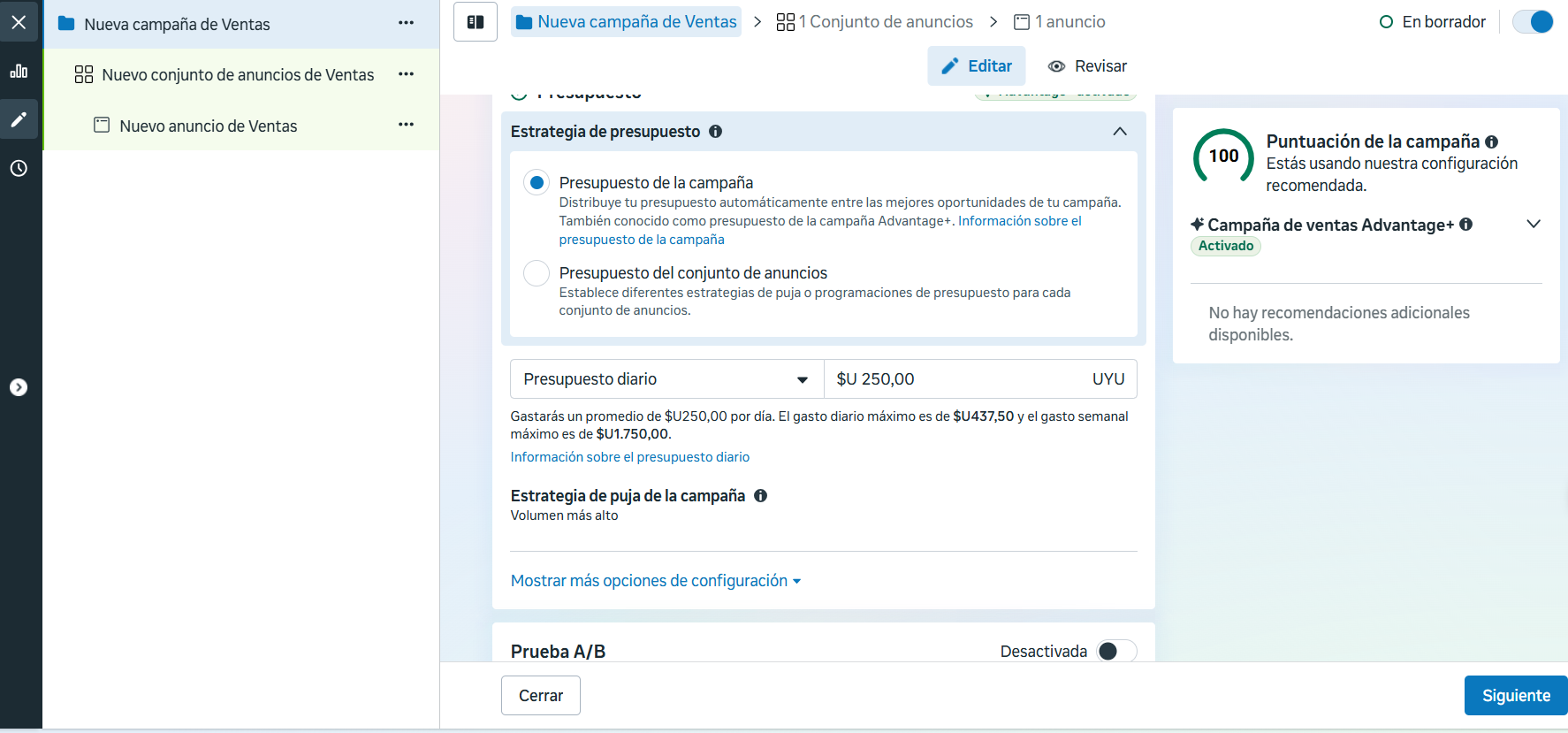 Error en campañas Meta Ads